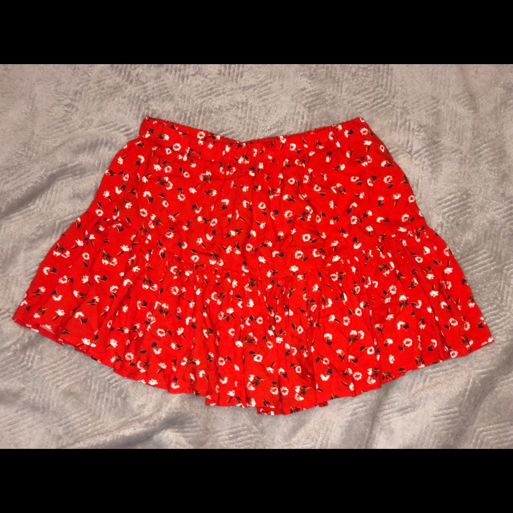 Flowy Red Floral Skirt